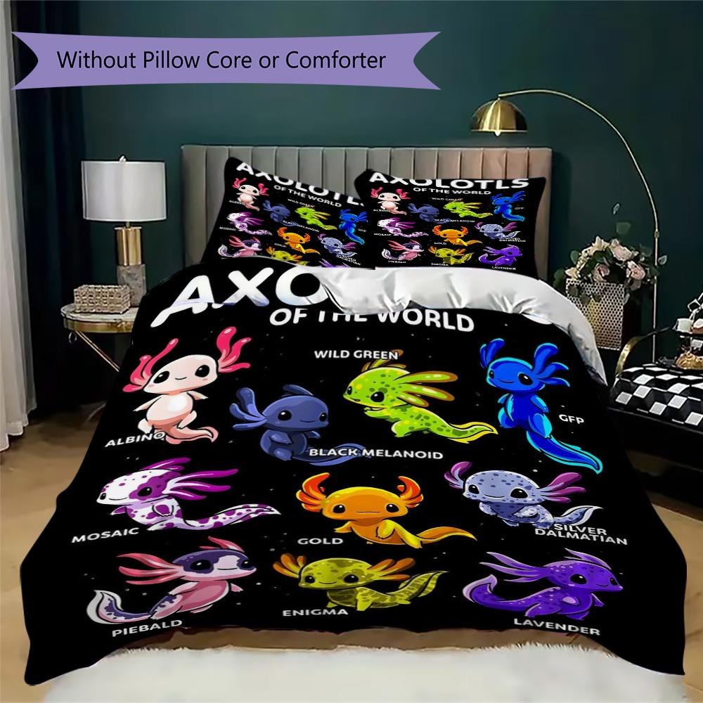 Cute Axolotls Pattern Bedding,Quilt Set Quilt Cover Pillowcase Home Birthday Gift (1*duvet cover+2*pillowcase,without core)XSJT0917064