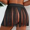 Женская сексуальная пляжная юбка с высокой талией и кисточками, летняя однотонная мини-юбка с бахромой, костюм для вечеринки, Клубная одежда