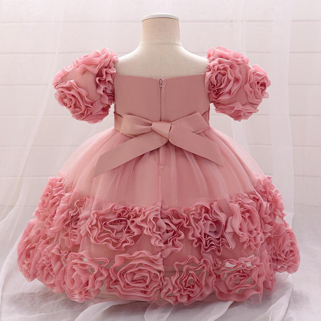 Baby Girl Sequin Flower Dresses Christmas Wedding Lace 1st Birthday Party Dress for Kids Toddler Children Formal Evening Costume