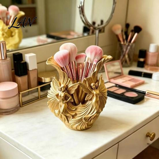Whimsical Fairy Room Decor 3D Printed Pen Holder, Fairies Desktop Organizer for Pens, Pencils, Makeup Brushes, Special Gift Art Lovers Minimalist