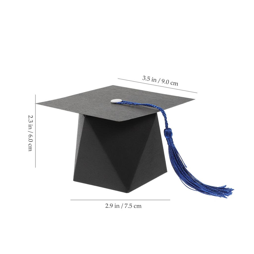 50Pcs Graduation Cap Shaped Cardboard Candy Holder Easy Assembly Graduation Party Favor Box Multi Function Gift