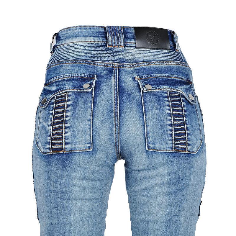 VOLERO+Motorcycle Wash Jeans Women's Vintage Motorcycle Casual Riding Pants+Kevlar Anti Wear And Anti Drop