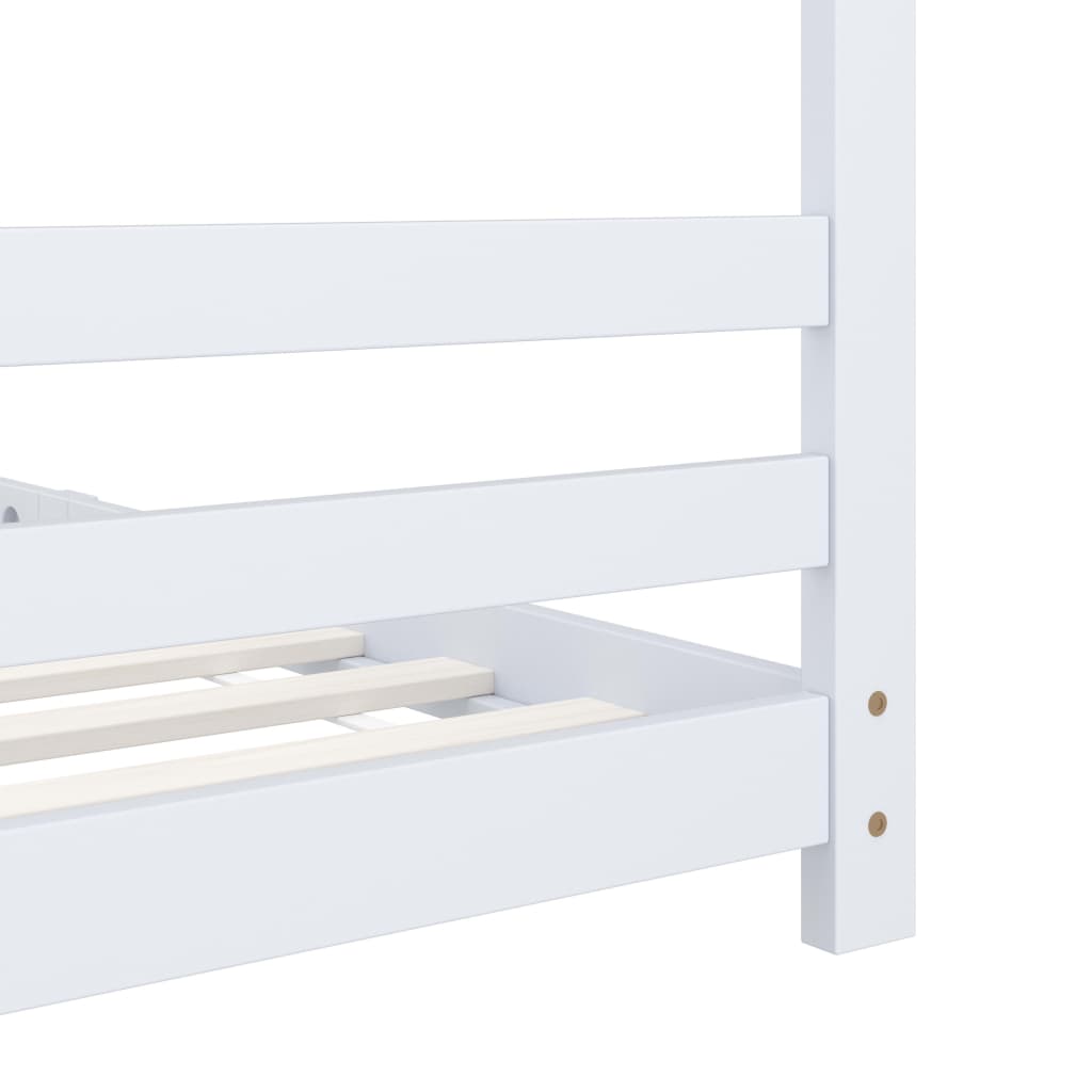 Kids  Bed Frame White Solid Pine Wood 90 x 200 cm