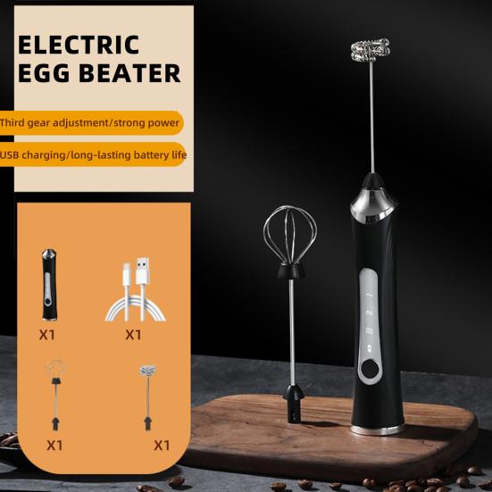 Электрический вспениватель молока Перезаряжаемый венчик для яиц 3 скорости Беспроводной венчик для яиц Ручной пенообразователь для латте капучино