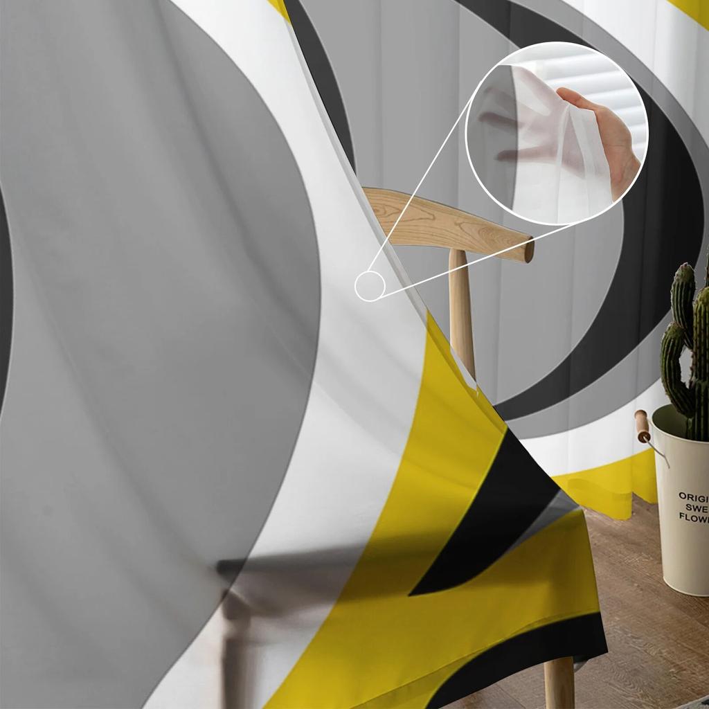 Современные абстрактные желтые тюлевые шторы с водоворотом для гостиной, прозрачные занавески для спальни, оконные жалюзи, вуаль, шторы