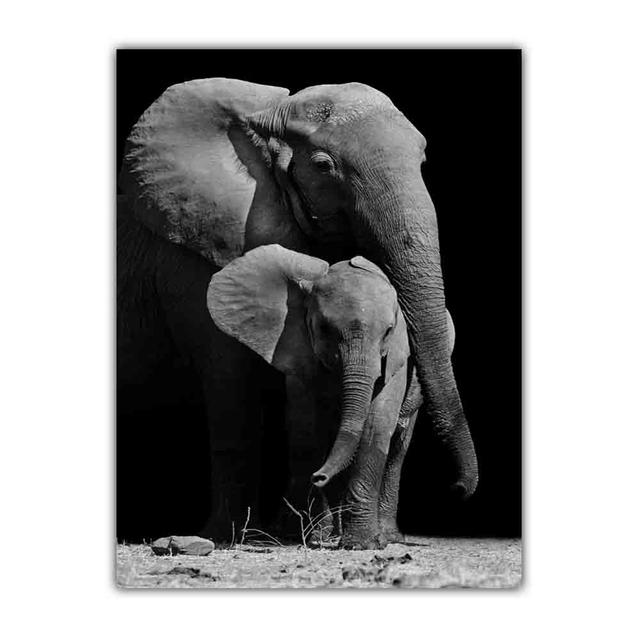 Animal Canvas Painting Elephant Black and White Poster Office Wall Painting Living Room Corridor Home Decoration Mural No Frame