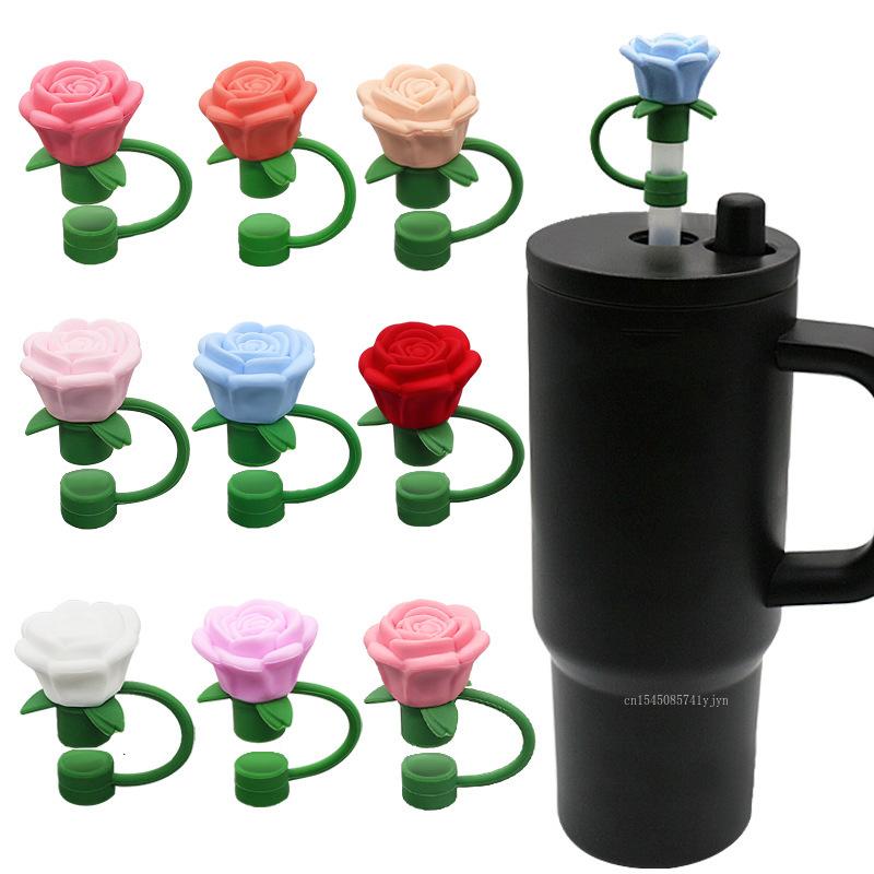 9-10mm Rose Flower Straw Cover for Stanley,Heat-resistant Dust Proof Straw Plug Cap Cup Accessorie,Valentine's Day Gift 1pcs