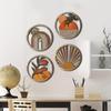 4 шт. Деревянное Круглое Богемное Настенное Искусство Круглый Декор Стены в Бохо Стиле Сквозной Фермерский Подвесной Знак для Спальни Гостиной Ванной Комнаты Патио Квартиры