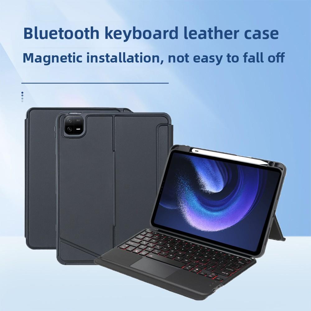 Leather Keyboard Case for Xiaomi Pad 5 6Pro 11 Inch Magnetic Detachable with Touch Control Bluetooth Keyboard