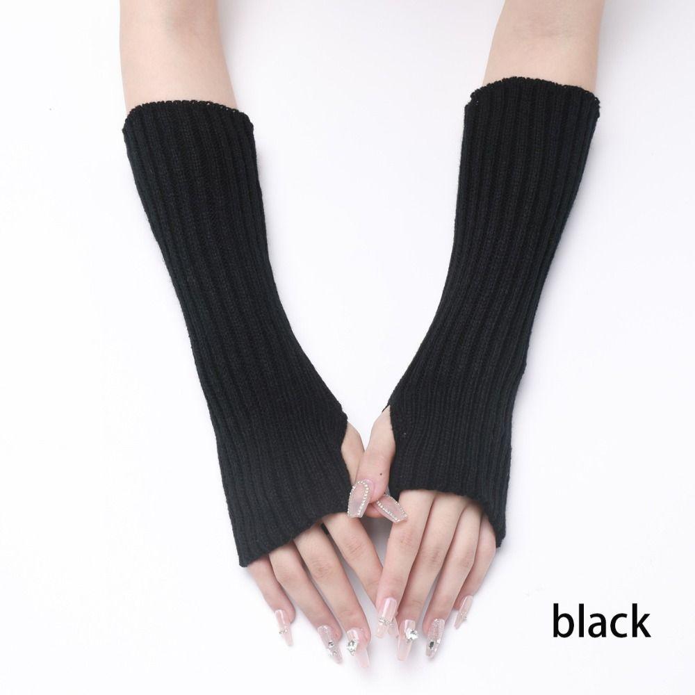 Fingerless Long Wrist Gloves White Black Ankle Wrist Sleeves Fashion Elbow Mittens Girl Boys