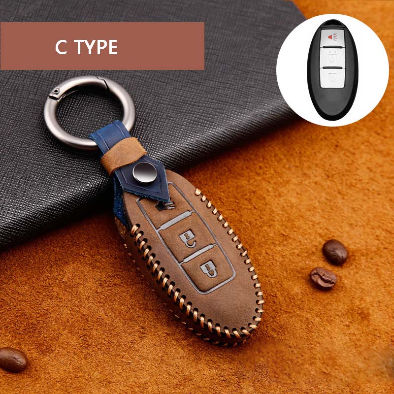 Чехол для автомобильного ключа из натуральной кожи для Nissan SENTRA LIVINA TIIDA MARC KICKS X-TRAIL TEANA J10 J11 T32 Qashqai