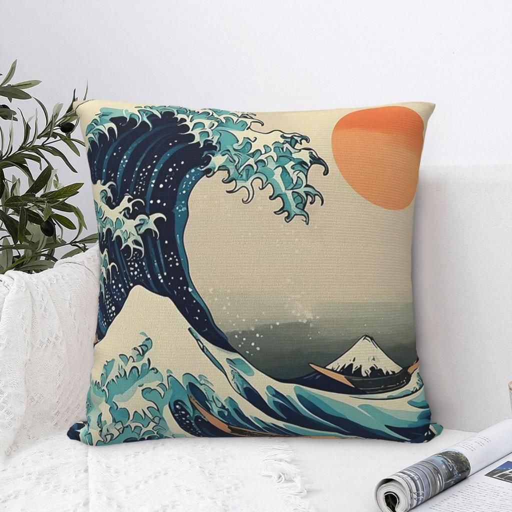 Japanese Style Scenic Mount And Wave Printed Pillowcase Cushion Comfort Throw Pillow Sofa Cushions Used for Home Living Room
