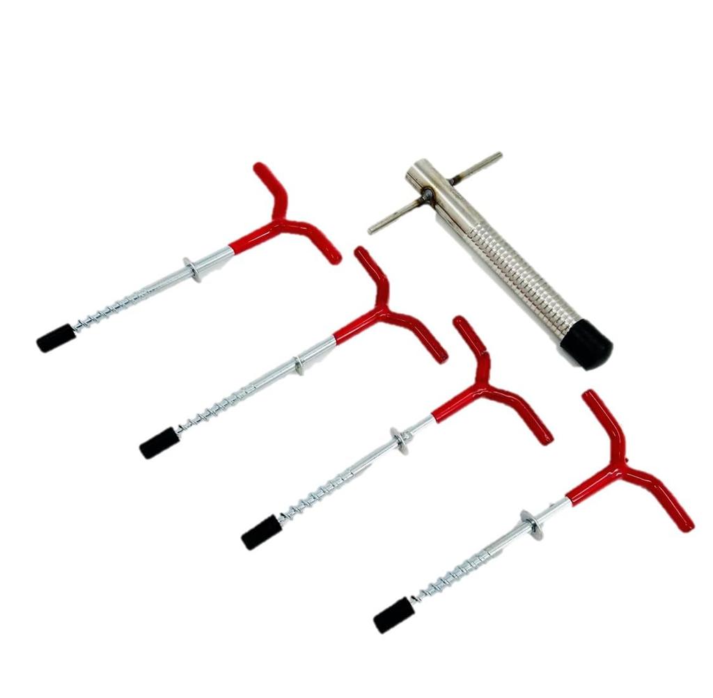 ST TS Ice Pegs 4 Ice Drill Set Ice Screw Anchor Smelt Fishing Tent Fixed Rod Holder