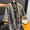 2024 New Retro Printed Shawl with Thick and Stylish Square Scarf for Autumn and Winter Warmth,student Fashion Decoration Cape for Women