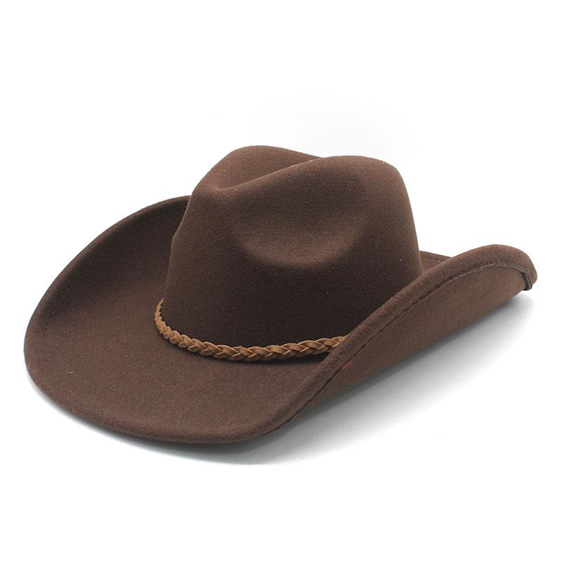 Cowboy Hat Felt Top Hat Western Gentleman'S Hat Felt Hat Jazz Hat Men'S Winter Hat