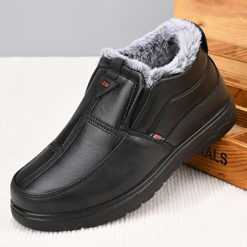 Уличные мужские ботинки легкие модные повседневные туфли зимние теплые меховые хлопковые туфли
