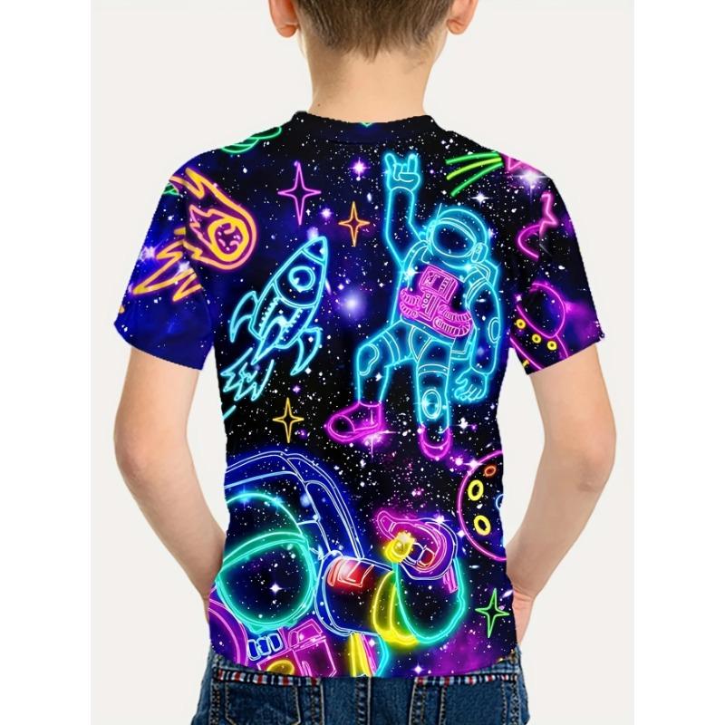 Детская цветная футболка с 3D цифровой печатью «Астронавт», летняя, удобная, повседневная, универсальная, с коротким рукавом, цвет в ассортименте