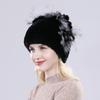 Winter Women Good Elasticity Real Rex Rabbit Fur Hats with Silver Fox Fur Lady Outdoor Warm Knitted Genuine Rex Rabbit Fur Cap