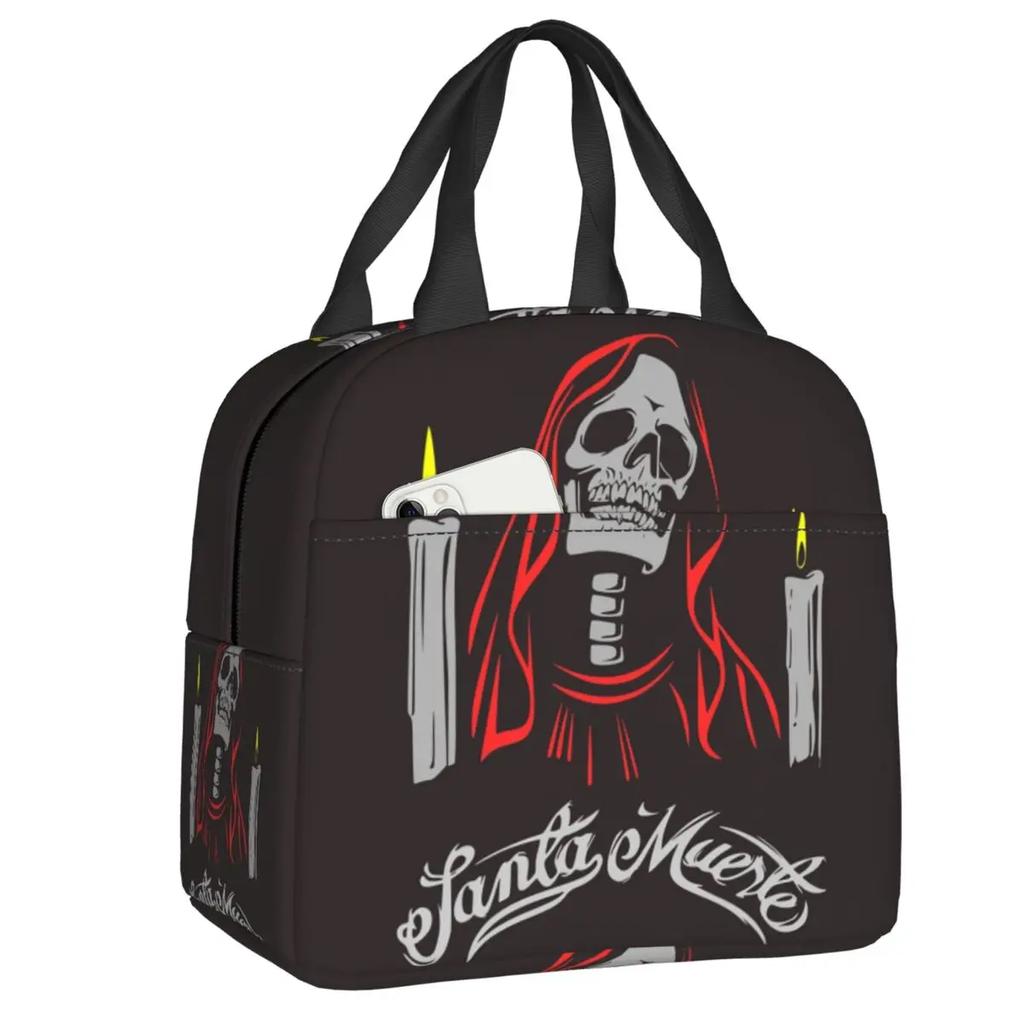 Санта Муэрте Святая смерть портативные ланч-боксы женские водонепроницаемые мексиканские мертвые сахарные черепа охладитель термоеда изолированная сумка для обеда