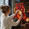 Декоры для окон с четким рисунком, 2027 год Козы, Статичные наклейки на стекло с красным бантом, Китайские влагостойкие наклейки на стену, Новые наклейки на стекло, Многоразовые