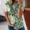 Женские летние свободные топы с короткими рукавами и круглым вырезом в стиле ретро с короткими рукавами и принтом, женские летние футболки