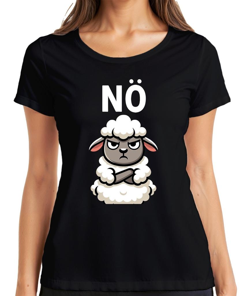 NE Sheep Grumpy Sarcastic Grim Cartoon Farm Gift Ladies T-Shirt