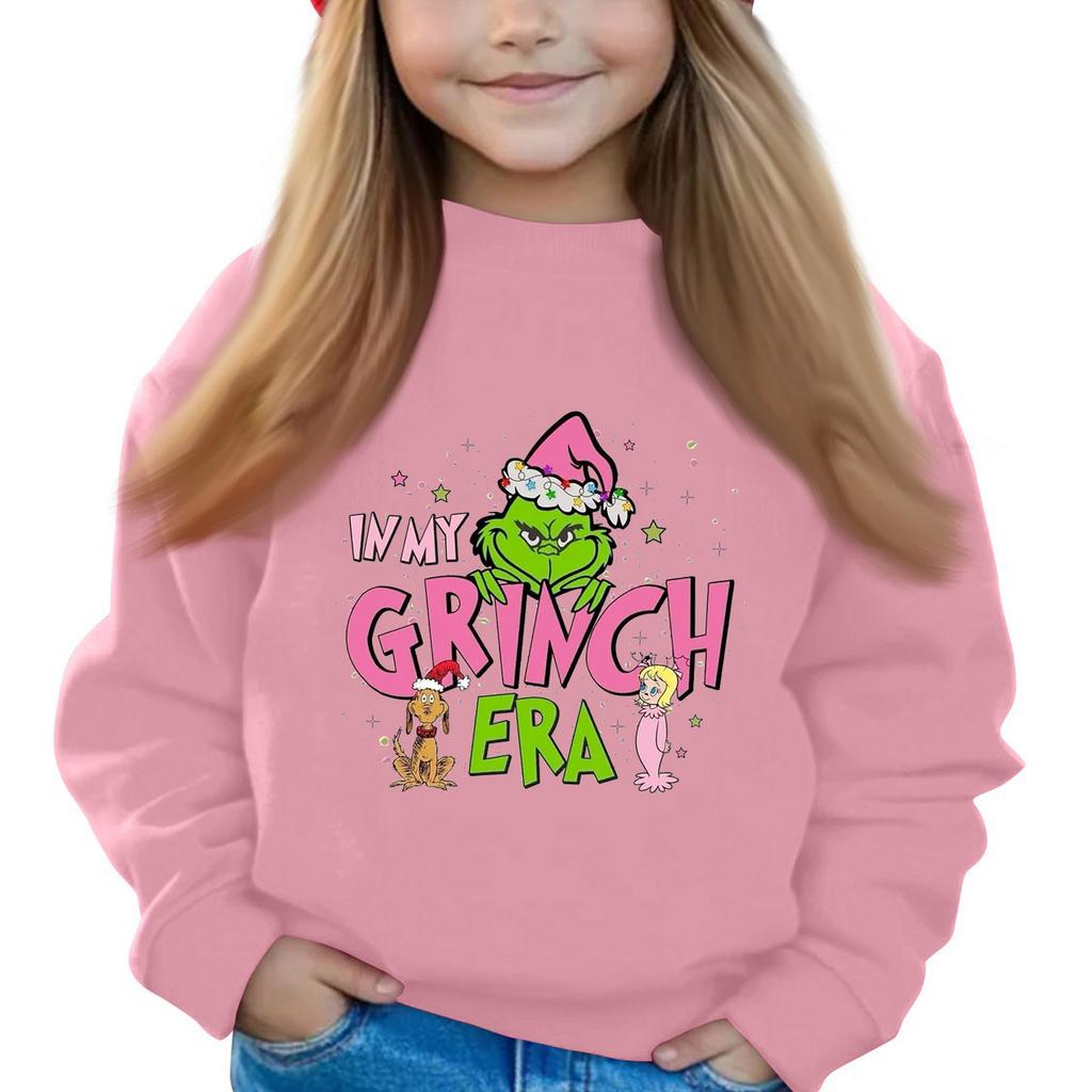 Рождественские пуловеры с круглым вырезом для девочек, детские топы с принтом