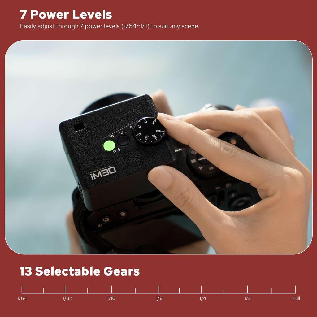 Godox iM30 Camera Flash Manual GN15 7 Levels Power Adjustment Optical Control Universal Hot Shoe Compatible with Cameras 6500K±200K S1/S2