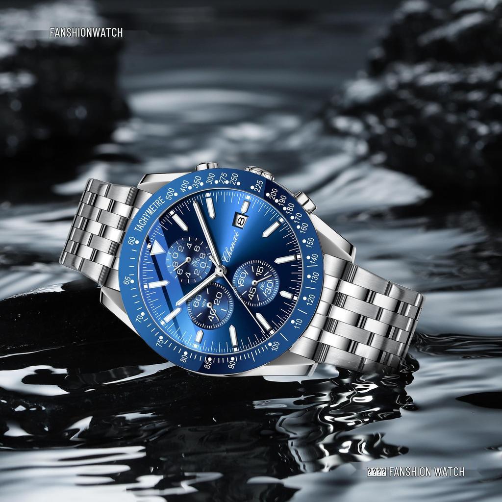 CHENXI Men's Multifunctional Sports Chronograph with Luminous Steel Band - Quartz Watch