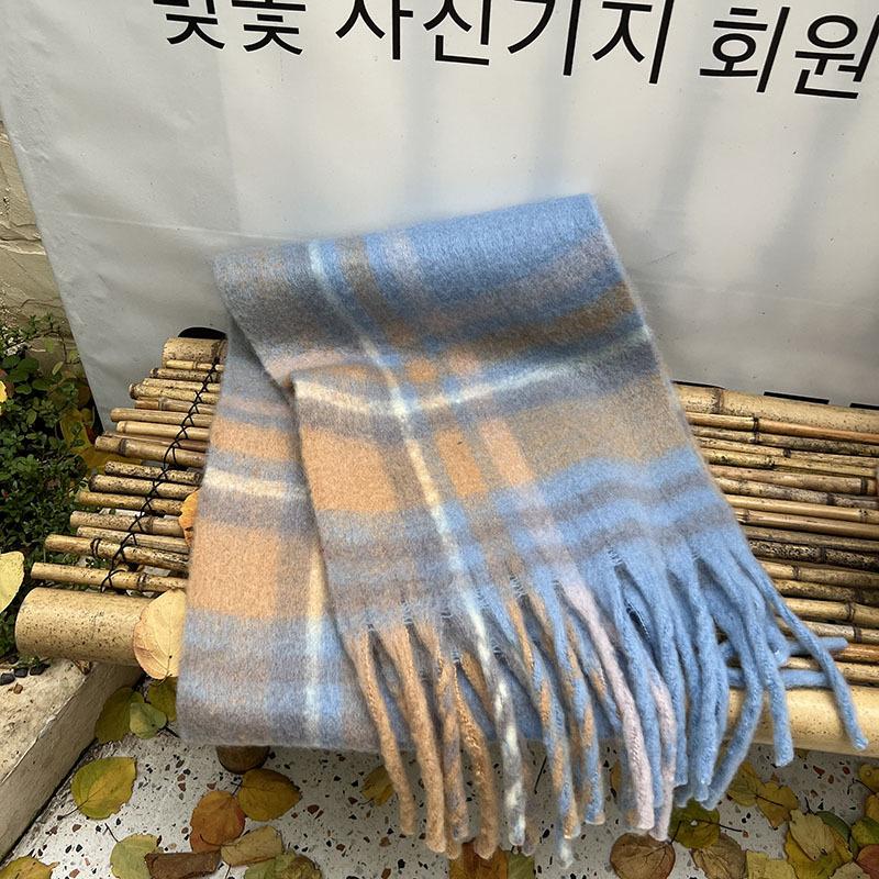 Simple Women's Autumn and Winter Thickened Retro Fringed Polyester Atmosphere Imitation Cashmere Scarf Scarf
