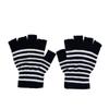 1Pair Unisex Black Stripes Half Finger Fingerless Gloves for Women Wool Knit Wrist Cotton Gloves Winter Warm Men Workout Gloves