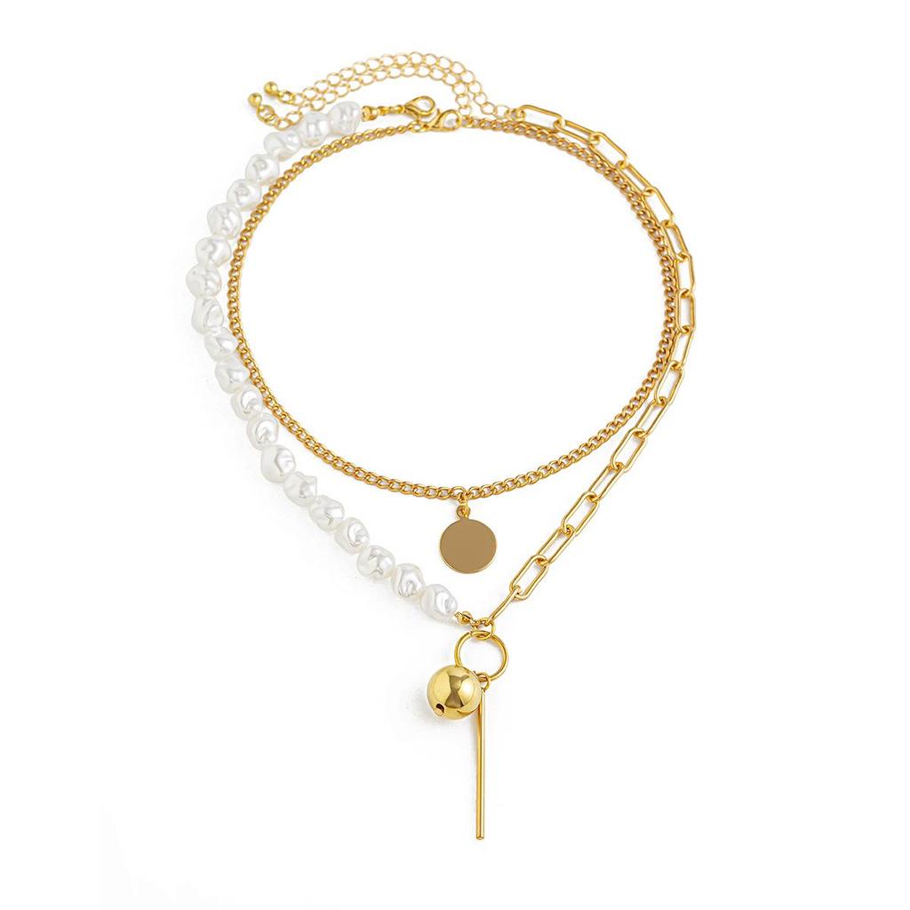 Baroque Multi-Layer Pearl Necklace with Starfish Alloy Pendant