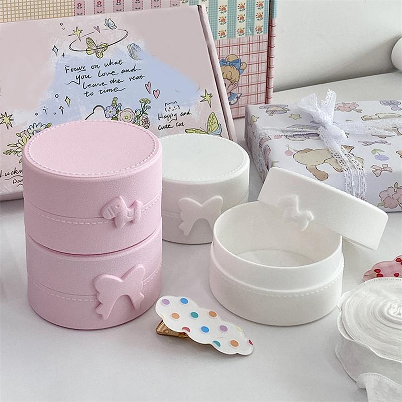 Милый мультфильм бант пони круглые серьги кольца коробка роскошные пылезащитные аксессуары для волос упаковка дисплей коробка портативный ящик для хранения