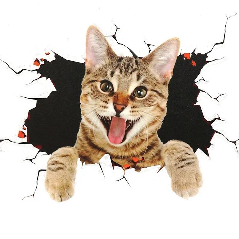 3D Трехмерная наклейка с изображением кота Креативная наклейка для защиты от царапин на задней части тела Милые декоративные аксессуары