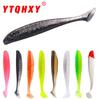 Smooth Surface Two-Color T-Tail Lure with 3D Fish Eyes - Soft Fishing Bait for Freshwater or Sea (10 Pack)