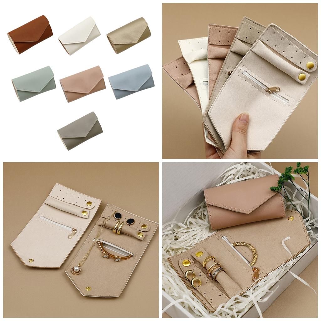 Compact and Practical Jewelry Roll Foldable Jewelry Case Bag for Journey Rings Necklaces Perfect for Any Occasion