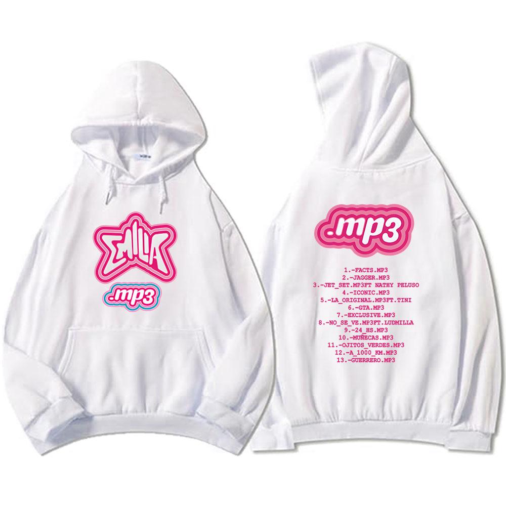 Men Clothes MP3 Emilia Mernes Hoodies Graphic Printing Sweatshirts Winter Casual Long Sleeve Sudaderas Pink Unisex Soft Hoodie
