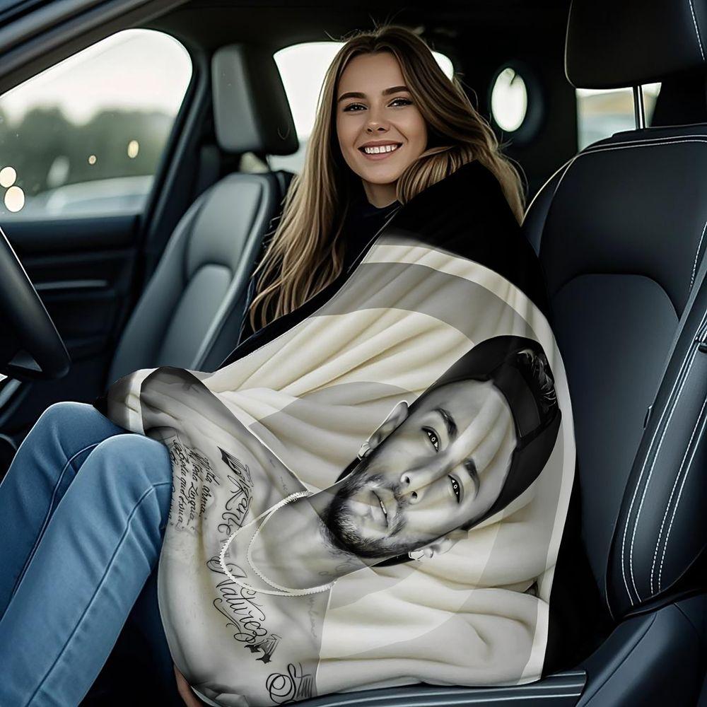 Black White Sports Portrait Print Blanket Flannel Blanket Throw Blanket Warm Blanket Gift Blanket Minimalist Fan Bed Wrap