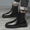 Men's Autumn Chelsea Boots Solid Color Black Retro Motorcycle Ankle Boots for Men Outdoor High Top Casual Shoe Botas Para Hombre