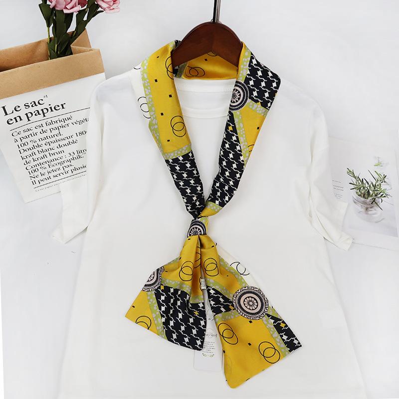 Ladies' Versatile Trendy Simulation Silk Long Strip Print New Binding Bag Travel Sunscreen Party Beach Scarf