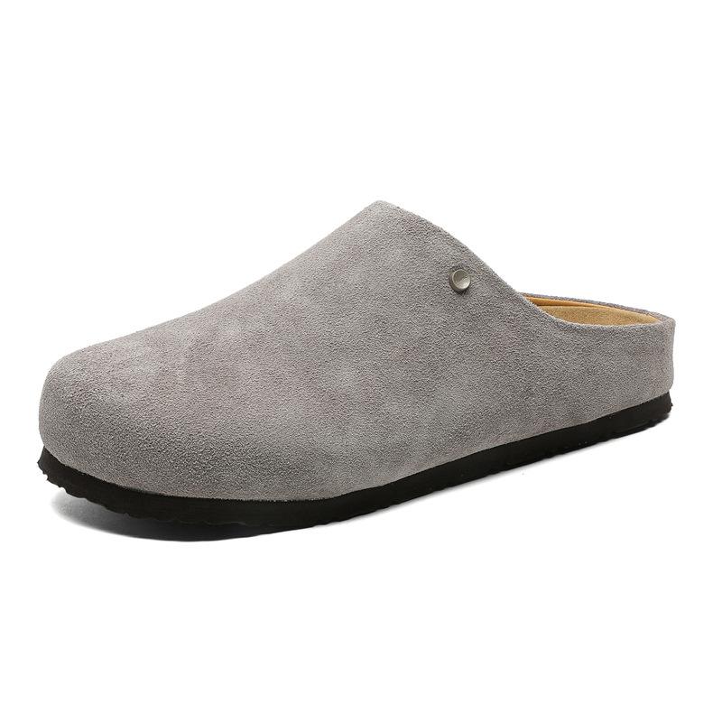 2025 новая нишевая кожаная круглая голова ретро одна педаль ленивая сумка голова полу-тапочки Мюли мужские 45370-X