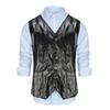 Мужской жилет из искусственной кожи с V-образным вырезом, без рукавов, приталенный однобортный жилет, пальто с карманами, однотонный жилет, верхняя одежда