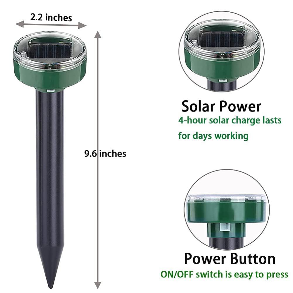 4 шт., репеллент от кротов на солнечной энергии, открытый сад, двор, водонепроницаемый ультразвуковой отпугиватель насекомых