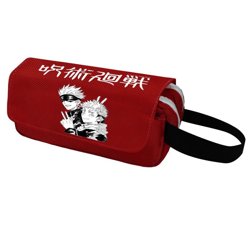Anime Jujutsu Kaisen Pencil Case Double Zipper Large Capacity Canvas Stationery Organizer Students