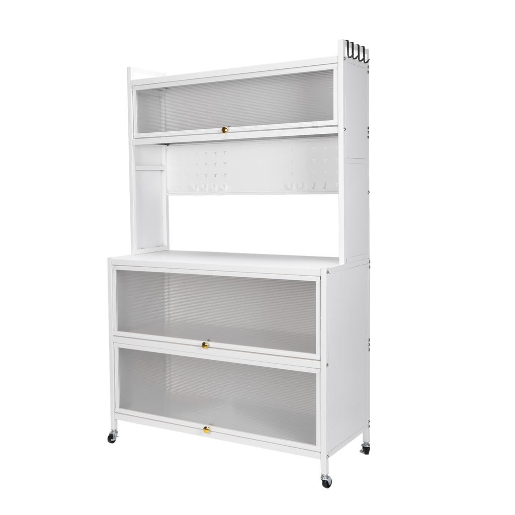 Wheeled Kitchen Storage Cabinets Wear Resist Metal Cabinet Organizer Movable Multi-Layer Floor Storage Cabinet for Home Kitchen