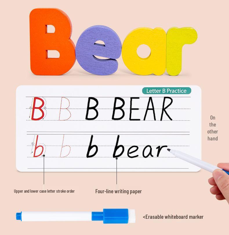 Kids' Wooden Alphabet & Spelling Learning Toys: Upper & Lowercase Educational Set