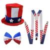 Independance Day Costume Uncle-Sam Accessories Top Hat Sequins Hat Headband Necklaces Stockings for Women & Men