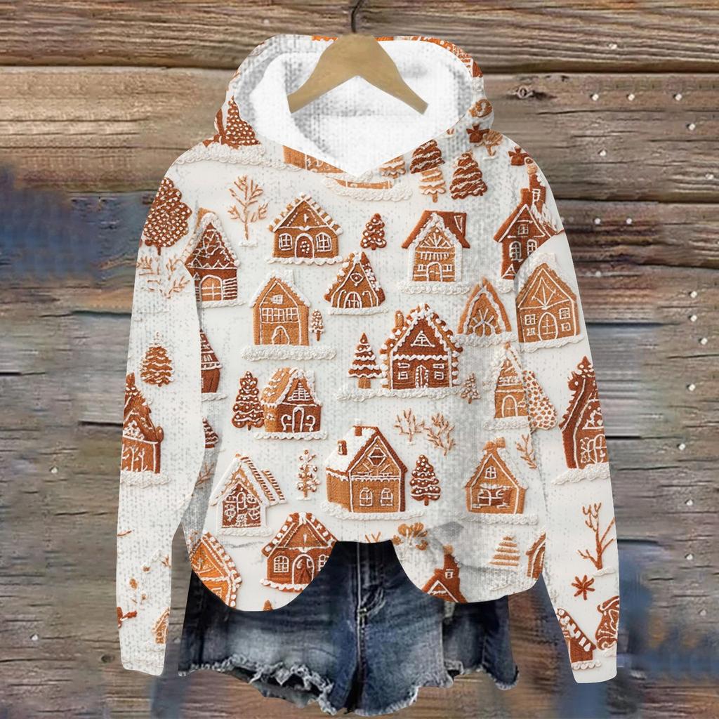 Женская мода повседневная вязанная кофта с длинным рукавом и рождественским принтом