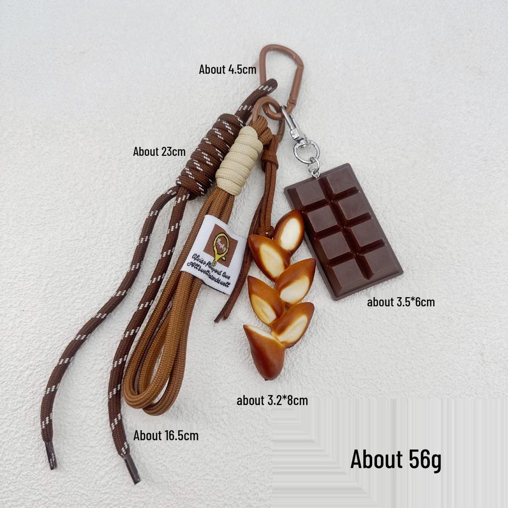 INS-Style Miu Series Alkaline Water Bread Bag - Cute Chocolate Pendant Jewelry Keychain
