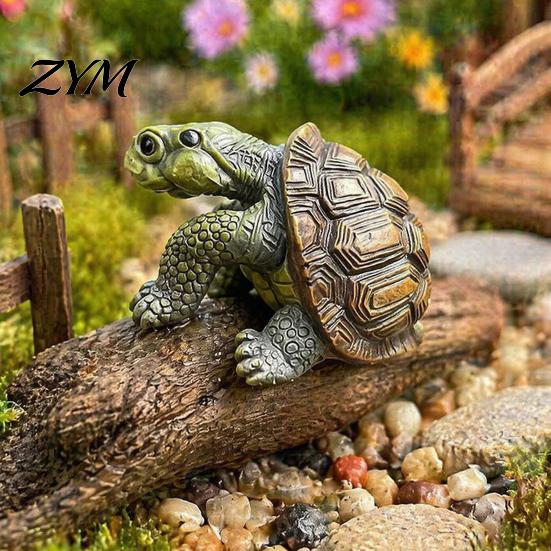 Cute Turtle Sculpture for Plant Pot Statue, Tortoise Figurine Hanger, Resin Ornament Desk Garden Landscaping Decor, Landscape Decoration Fish